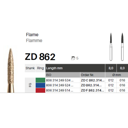 GZ BURS - ZD Diamonds Flame ZD862- x5