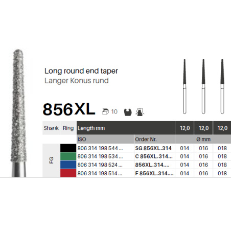 GZ BURS - Multilayer Diamonds long conical round 856XL- x5