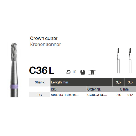 GZ BURS - Tungsten carbide Transmetal crown cutter C36L- x5