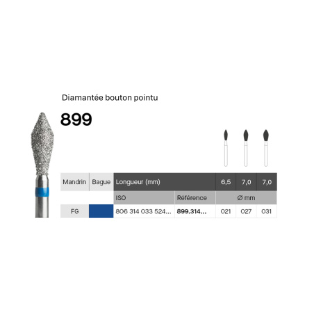 GZ BURS- Multilayer Diamonds Pointed bud 899- x5