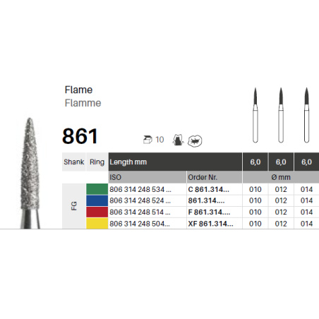 GZ BURS - Multilayer Diamonds Flame 861- x5
