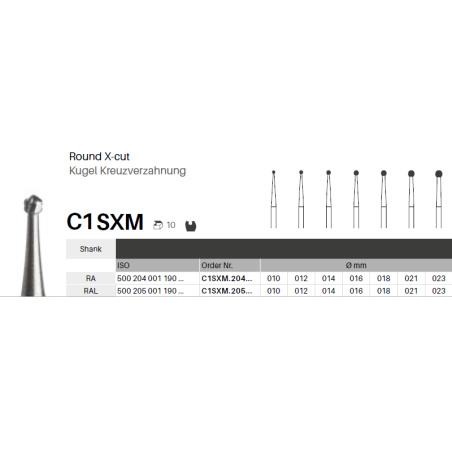 GZ BURS - Tungsten carbide Crown cutter Round X-Cut C1SXM- x5