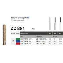 GZ BURS- ZD Diamonds Round end cylinder ZD881- x5