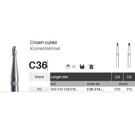 GZ BURS - Tungsten carbide Crown Cutter C36- x5