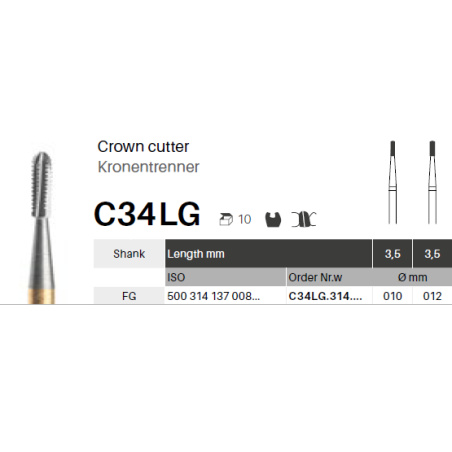 GZ BURS - Tungsten carbide Transmetal crown cutter C34LG- x5