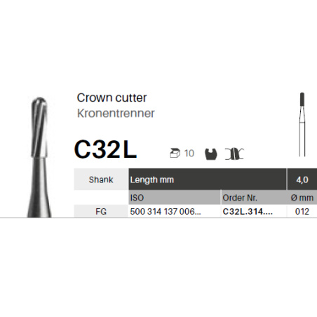 GZ BURS - Tungsten carbide Transmetal crown cutter C32L- x5