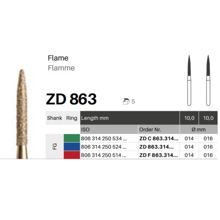 GZ Fraise diamantée ZD Flamme 863- x5