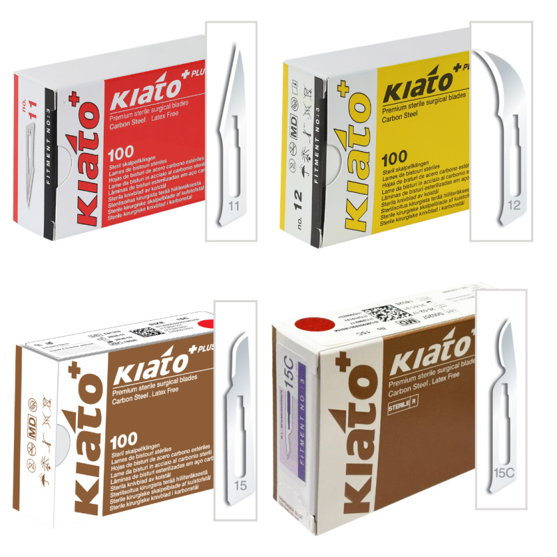 KIATO Plus - Sterile Carbon Surgical Scalpel Blades - Box of 100